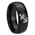10mm Sagittarius Zodiac Dome Black Tungsten Carbide Men's Band Ring