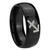 8mm Sagittarius Zodiac Dome Black Tungsten Carbide Men's Band Ring