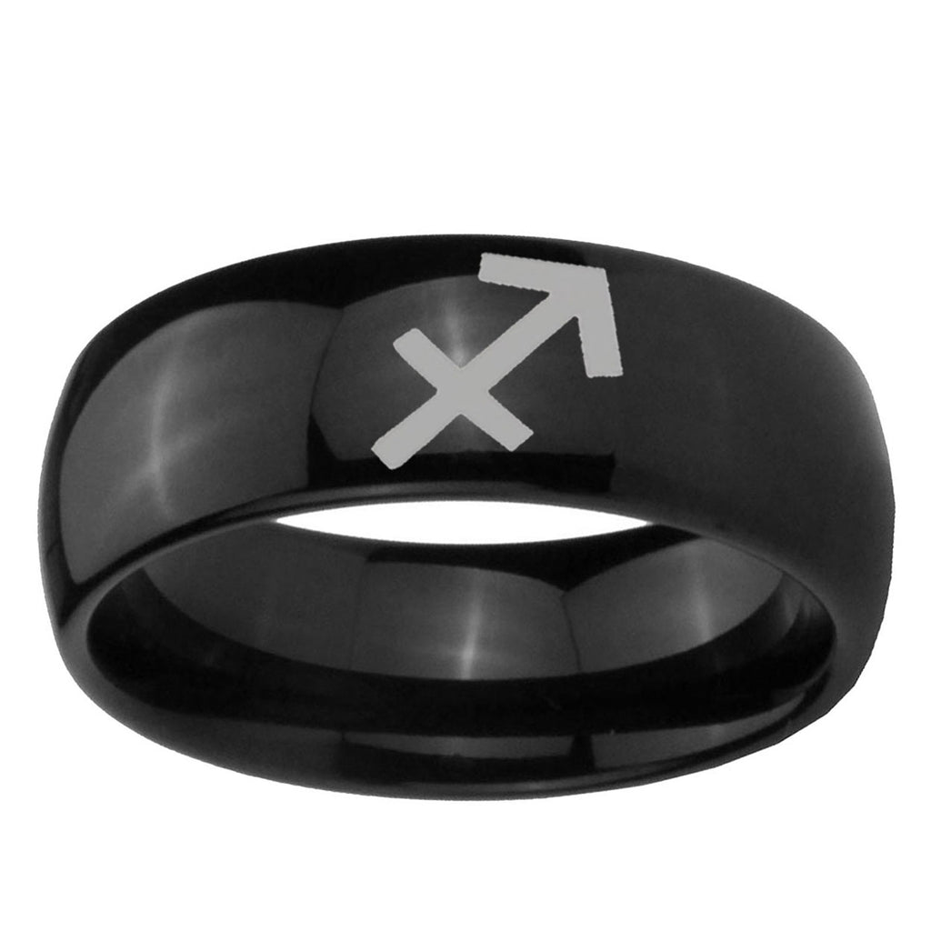 5mm Sagittarius Zodiac Dome Black Tungsten Men's Band Ring