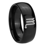 10mm Scorpio Horoscope Dome Black Tungsten Carbide Mens Bands Ring