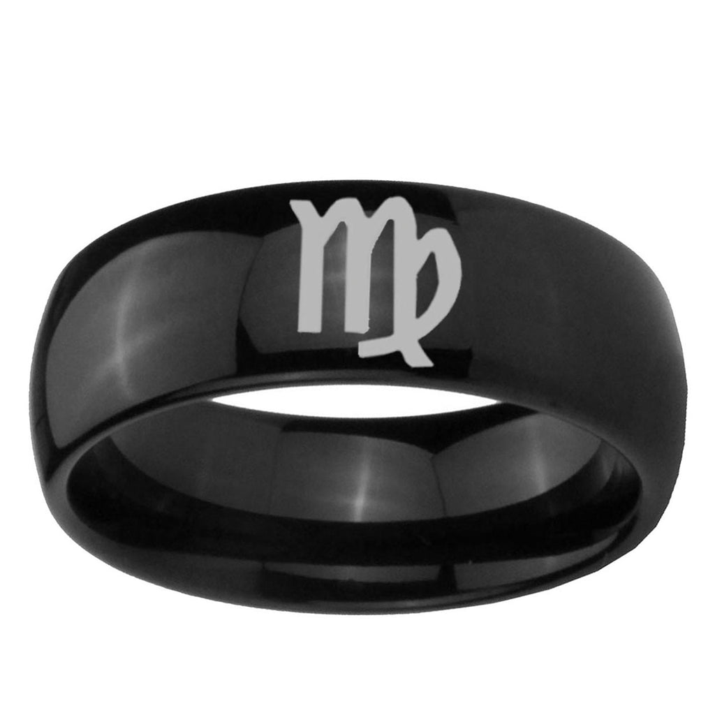 10mm Virgo Zodiac Dome Black Tungsten Ring