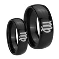 Virgo Zodiac Dome Black Tungsten Couple Wedding Rings