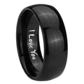10mm I Love You Dome Black Tungsten Carbide Men's Wedding Ring