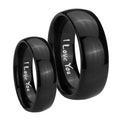 I Love You Dome Black Tungsten His and Hers