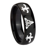 8mm-Celtic-Triangle-Fleur-De-Lis-Dome-Black-Tungsten-Carbide-Men's-Bands-Ring
