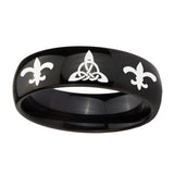 8mm-Celtic-Triangle-Fleur-De-Lis-Dome-Black-Tungsten-Carbide-Men's-Bands-Ring