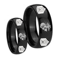Marine Army Sergeant Dome Black Tungsten His Hers Set Rings