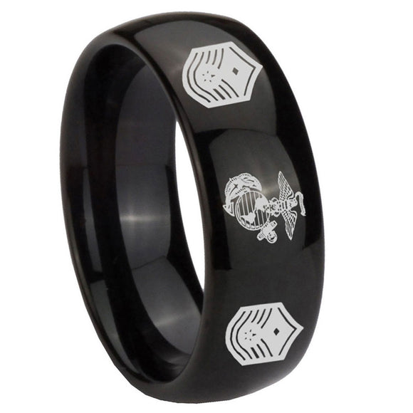 8mm-Marine-Chief-Master-Sergeant--Dome-Black-Tungsten-Carbide-Mens-Bands-Ring