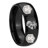 8mm Marine Chief Master Sergeant Dome Black Tungsten Carbide Mens Bands Ring