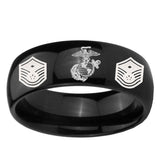5, 8mm Marine Chief Master Sergeant Dome Black Tungsten Carbide Mens Bands Ring