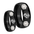 Marine Chief Master Sergeant Dome Black Tungsten Bridal Set Ring