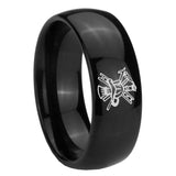 8mm Fireman Dome Black Tungsten Carbide Mens Ring Personalized
