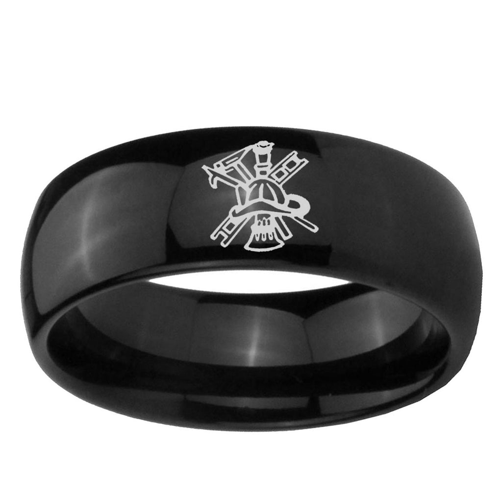 5mm Fireman Dome Black Tungsten Mens Ring Personalized