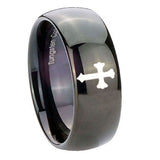 10mm-Flat-Christian-Cross-Dome-Black-Tungsten-Carbide-Mens-Engagement-Band