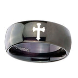 10mm-Flat-Christian-Cross-Dome-Black-Tungsten-Carbide-Mens-Engagement-Band