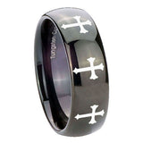 10mm-Multiple-Christian-Cross-Dome-Black-Tungsten-Carbide-Personalized-Ring