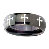 10mm-Multiple-Christian-Cross-Dome-Black-Tungsten-Carbide-Personalized-Ring