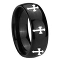 10mm Multiple Christian Cross Dome Black Tungsten Carbide Personalized Ring