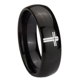 8mm-Flat-Christian-Cross-Dome-Black-Tungsten-Carbide-Bands-Ring