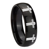 10mm-Multiple-Christian-Cross-Dome-Black-Tungsten-Carbide-Men's-Engagement-Band
