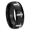10mm Multiple Christian Cross Dome Black Tungsten Carbide Men's Engagement Band