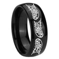 8mm Etched Tribal Pattern Dome Black Tungsten Ring for Men