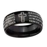 10mm-Bible-Lord's-Prayer-Cross-Dome-Black-Tungsten-Carbide-Mens-Anniversary-Ring