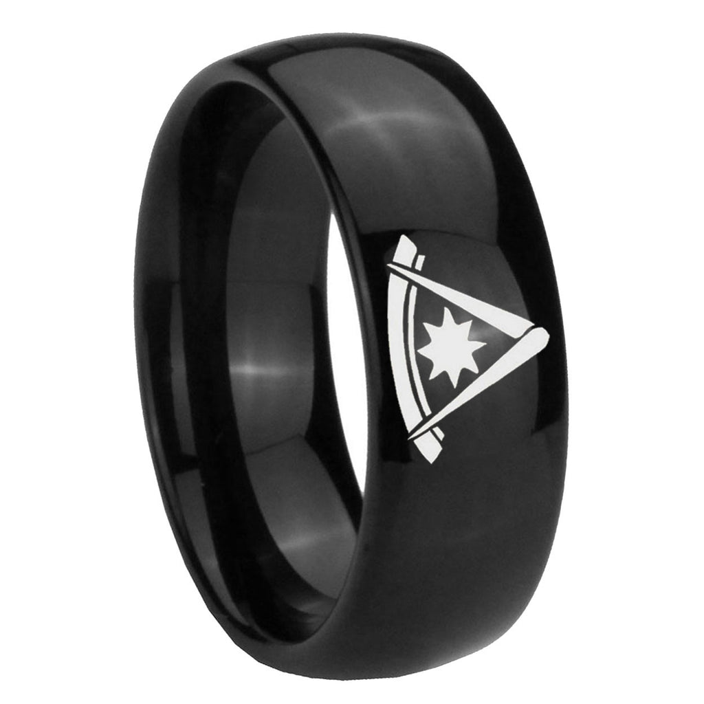 10mm Pester Master Masonic Dome Black Tungsten Carbide Wedding Band Mens