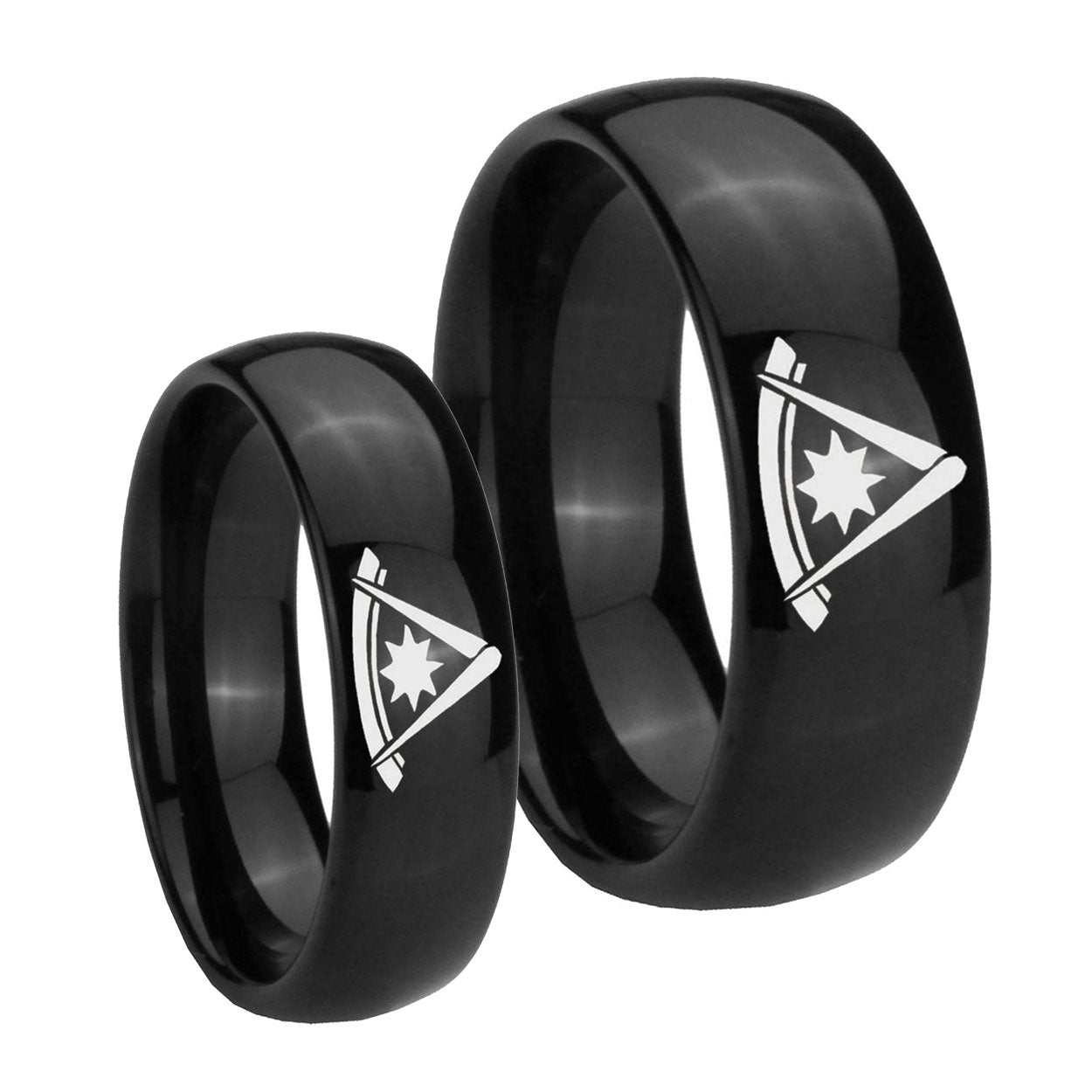 Pester Master Masonic Dome Black Tungsten Couple Band Set