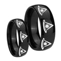 Multiple Pester Master Masonic Dome Black Tungsten Wedding Ring Sets