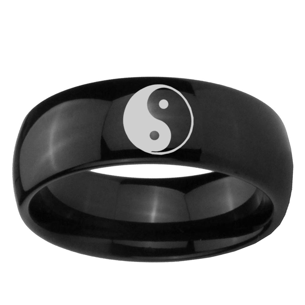 10mm Yin Yang Dome Black Tungsten Ring