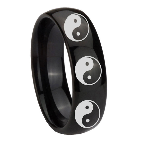8mm-Multiple-Yin-Yang-Dome-Black-Tungsten-Carbide-Men's-Wedding-Ring