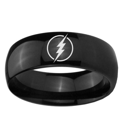 5mm Flash Dome Polish Black Tungsten Men Wedding Band