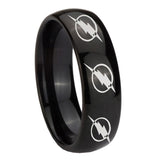 8mm Multiple Flash Dome Polish Black Tungsten Mens Rings