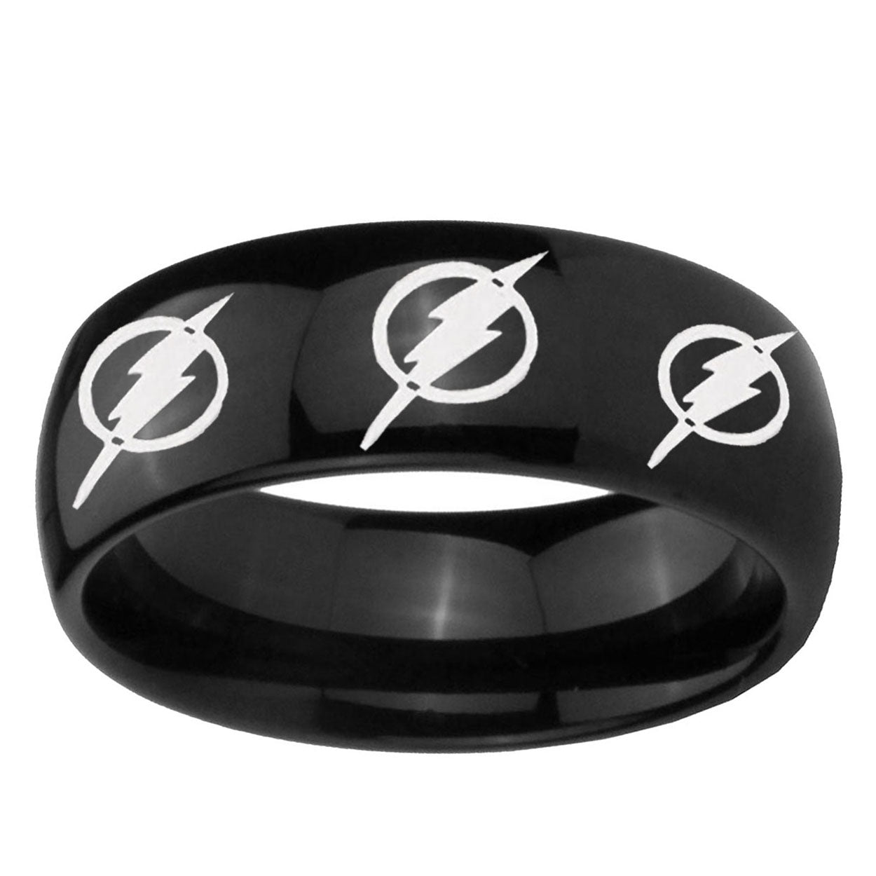 5mm Multiple Flash Dome Polish Black Tungsten Mens Ring