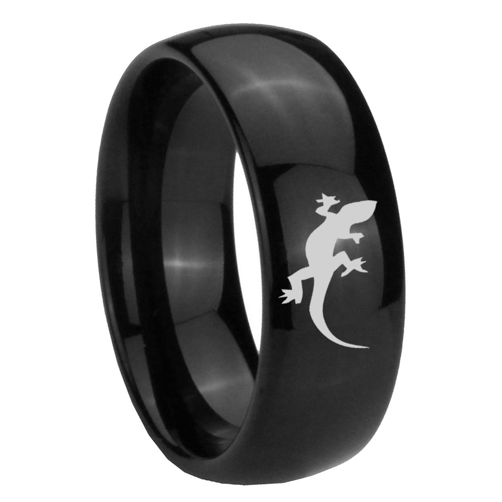 10mm Lizard Dome Black Tungsten Carbide Wedding Band Ring