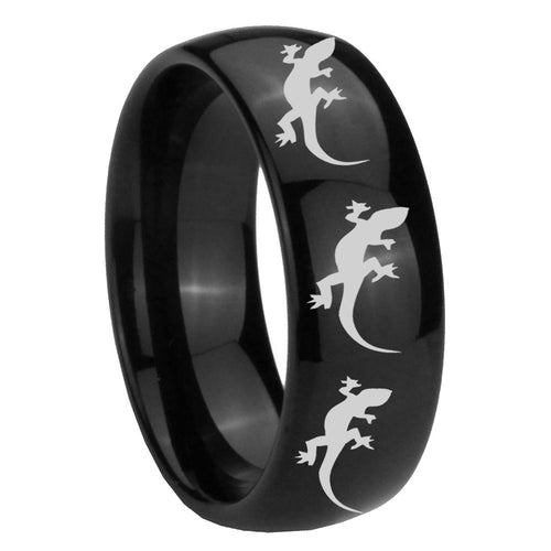 10mm Multiple Lizard Dome Black Tungsten Carbide Custom Ring for Men