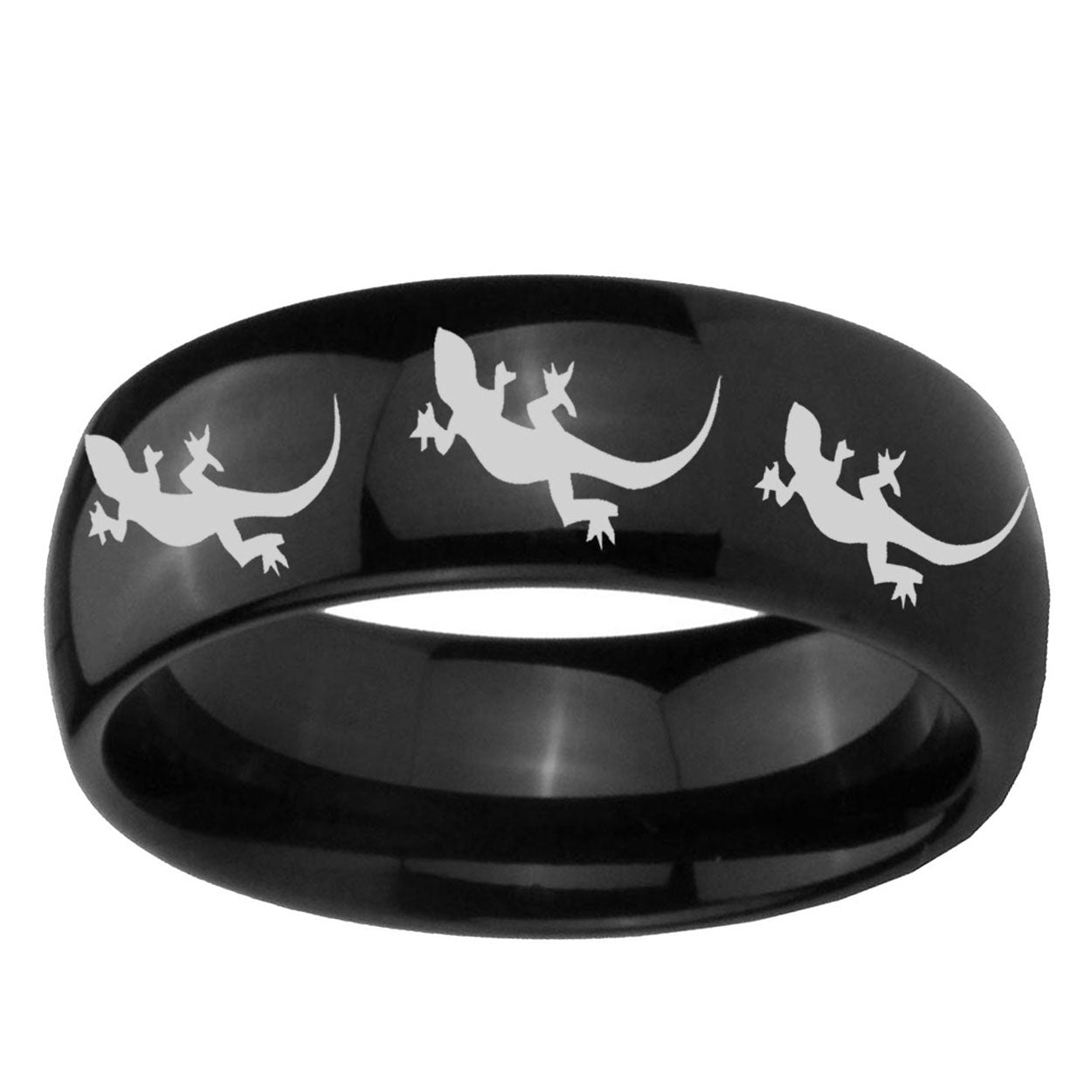 10mm Multiple Lizard Dome Black Tungsten Carbide Custom Ring for Men