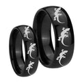 Multiple Lizard Dome Black Tungsten Bridal Set Rings