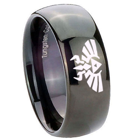 10mm-Zelda-Skyward-Sword-Dome-Black-Tungsten-Carbide-Custom-Mens-Ring
