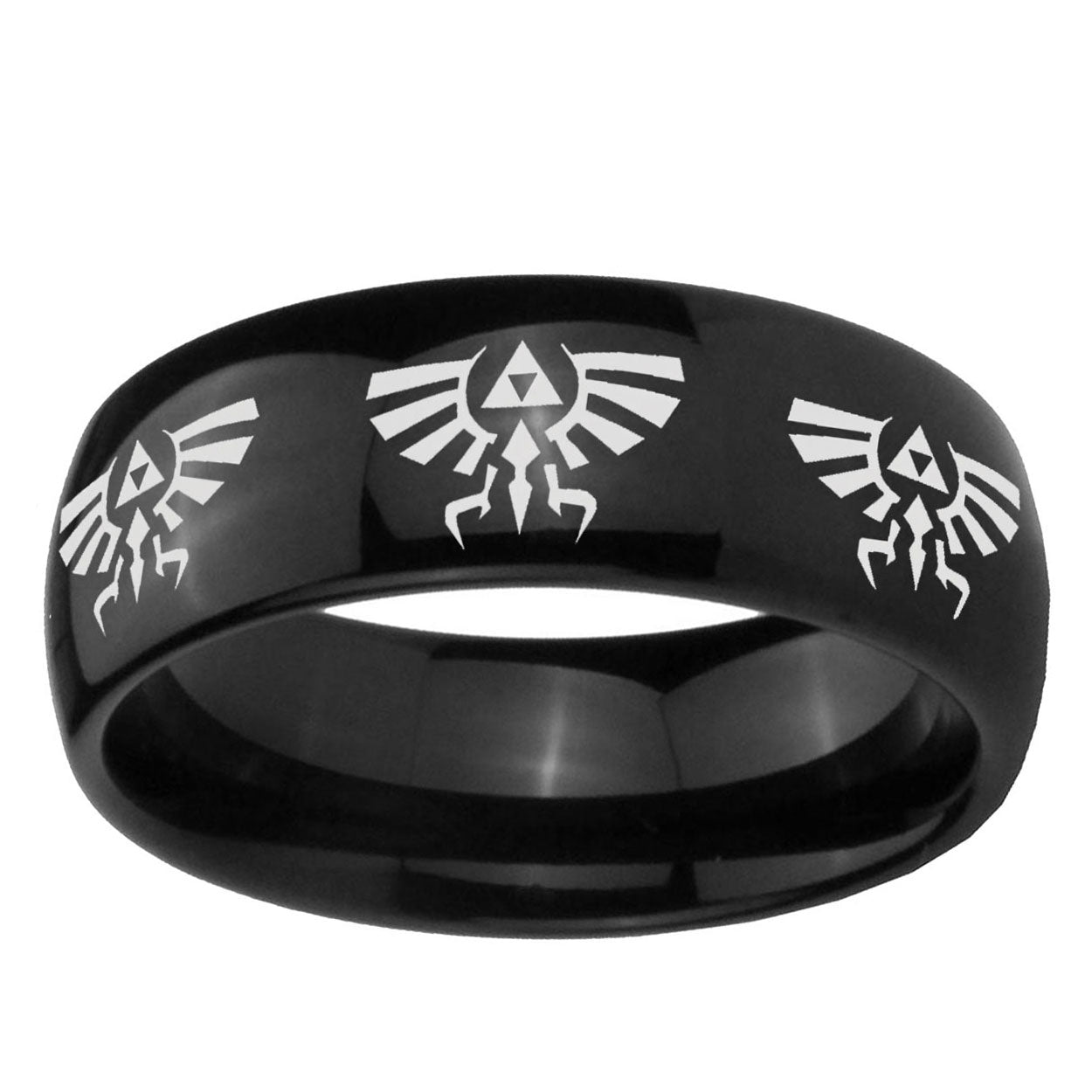 10mm Multiple Zelda Skyward Sword Dome Black Tungsten Mens Engagement Ring