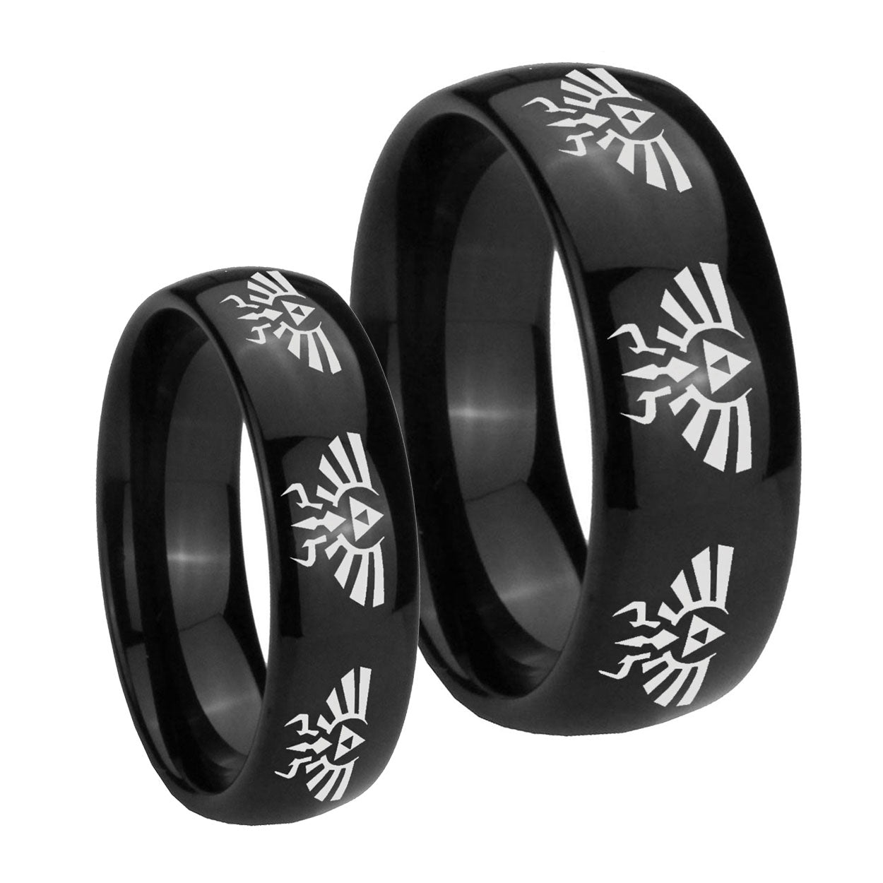 Multiple Zelda Skyward Sword Dome Black Tungsten Engagement Ring Set