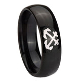 10mm-Anchor-Dome-Black-Tungsten-Carbide-Wedding-Bands-Ring