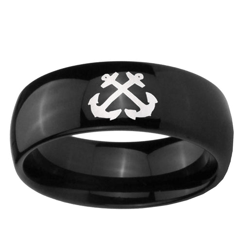 10mm Anchor Dome Black Tungsten Ring