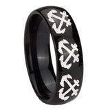10mm-Multiple-Anchor-Dome-Black-Tungsten-Carbide-Men's-Engagement-Ring