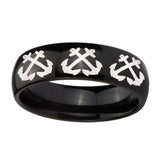10mm-Multiple-Anchor-Dome-Black-Tungsten-Carbide-Men's-Engagement-Ring