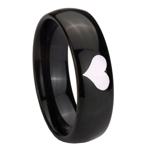 8mm-Heart-Dome-Black-Tungsten-Carbide-Men's-Engagement-Band