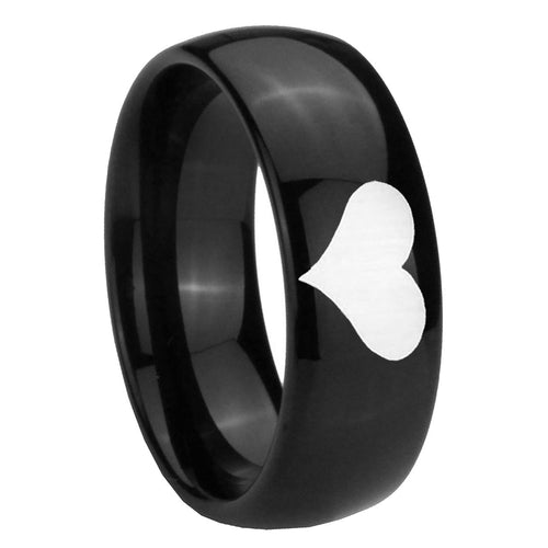 10mm Heart Dome Black Tungsten Carbide Men's Wedding Band