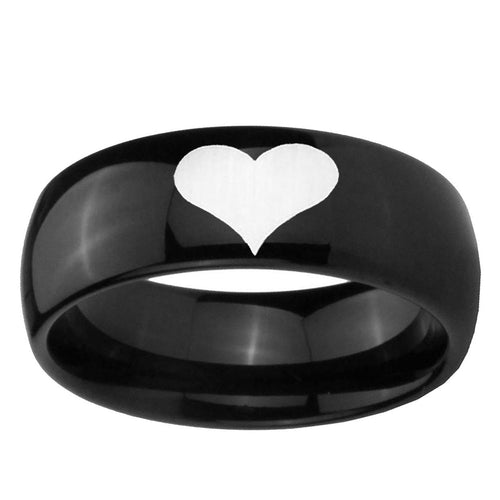 10mm Heart Dome Black Tungsten Ring