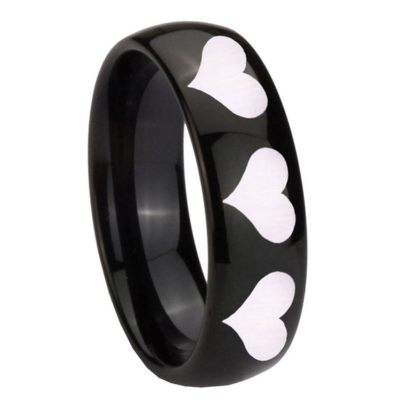 10mm-Multiple-Heart-Dome-Black-Tungsten-Carbide-Custom-Mens-Ring